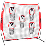 VEVOR 8 x 8 ft Football Trainer Throwing Net, Training Throwing Target Practice Net with 5 Target Pockets, Knotless Net Includes Bow Frame and