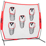 VEVOR 8 x 8 ft Football Trainer Throwing Net, Training Throwing Target Practice Net with 5 Target Pockets, Knotless Net Includes Bow Frame and Portable Carry Case, Improve QB Throwing Accuracy, Red