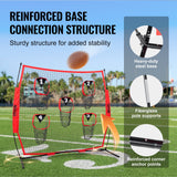 VEVOR 8 x 8 ft Football Trainer Throwing Net, Training Throwing Target Practice Net with 5 Target Pockets, Knotless Net Includes Bow Frame and
