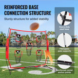 VEVOR 8 x 8 ft Football Trainer Throwing Net, Training Throwing Target Practice Net with 5 Target Pockets, Knotless Net Includes Bow Frame and Portable Carry Case, Improve QB Throwing Accuracy, Red - Top-Down View