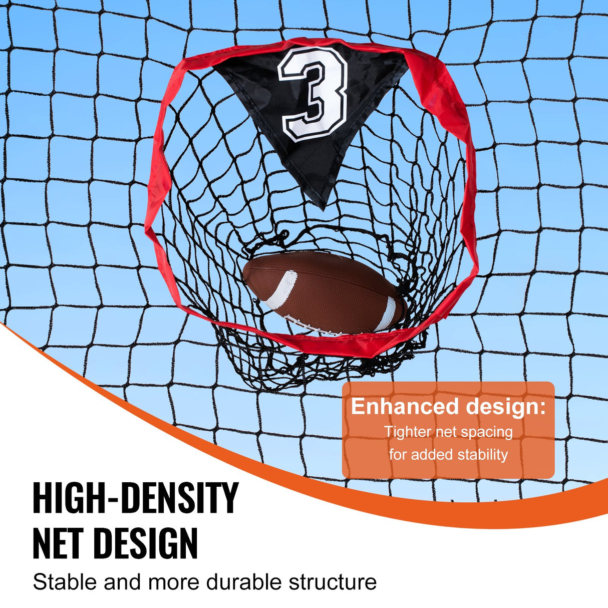VEVOR 8 x 8 ft Football Trainer Throwing Net, Training Throwing Target Practice Net with 5 Target Pockets, Knotless Net Includes Bow Frame and