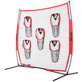 VEVOR 8 x 8 ft Football Trainer Throwing Net, Training Throwing Target Practice Net with 5 Target Pockets, Knotless Net Includes Bow Frame and