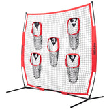 VEVOR 8 x 8 ft Football Trainer Throwing Net, Training Throwing Target Practice Net with 5 Target Pockets, Knotless Net Includes Bow Frame and Portable Carry Case, Improve QB Throwing Accuracy, Red - Extra Image