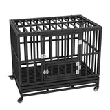 VEVOR Heavy Duty Dog Crate 38 in Metal Dog Kennel with Wheels and Removable Tray