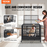 VEVOR Heavy Duty Dog Crate 38 in Metal Dog Kennel with Wheels and Removable Tray - Front View