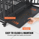 VEVOR Heavy Duty Dog Crate 38 in Metal Dog Kennel with Wheels and Removable Tray - Rear View