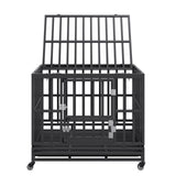 VEVOR Heavy Duty Dog Crate 38 in Metal Dog Kennel with Wheels and Removable Tray