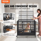 VEVOR 47 Inch Heavy Duty Dog Crate, Indestructible Dog Crate, 3-Door Heavy Duty Dog Kennel for Medium to Large Dogs with Lockable Wheels and Removable Tray, High Anxiety Dog Crate for Indoor & Outdoor - Front View