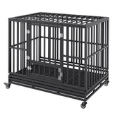VEVOR 47 Inch Heavy Duty Dog Crate, Indestructible Dog Crate, 3-Door Heavy Duty Dog Kennel for Medium to Large Dogs with Lockable Wheels and Removable Tray, High Anxiety Dog Crate for Indoor & Outdoor - Extra Image