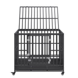VEVOR 47 Inch Heavy Duty Dog Crate, Indestructible Dog Crate, 3-Door Heavy Duty Dog Kennel for Medium to Large Dogs with Lockable Wheels and Removable