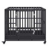 VEVOR 47 Inch Heavy Duty Dog Crate, Indestructible Dog Crate, 3-Door Heavy Duty Dog Kennel for Medium to Large Dogs with Lockable Wheels and Removable