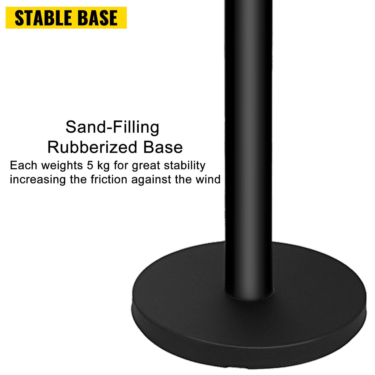 VEVOR Stanchion Post Barriers 4-Set Line Dividers, Stainless Steel Stanchions with 6.6 Black Retractable Belts, Stanchions with One Sign Frame, 34.6