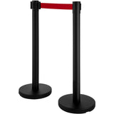 VEVOR Stanchion Post Barriers 4-Set Line Dividers, Stainless Steel Stanchions with 6.6 Black Retractable Belts, Stanchions with One Sign Frame, 34.6