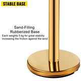 VEVOR Stanchion Post Barriers 6-Set Line Dividers, Stainless Steel Stanchions with 6.6 Red Retractable Belts, Stanchions with One Sign Frame, 34.6 Queue Safety Stanchions (Gold) - Rear View