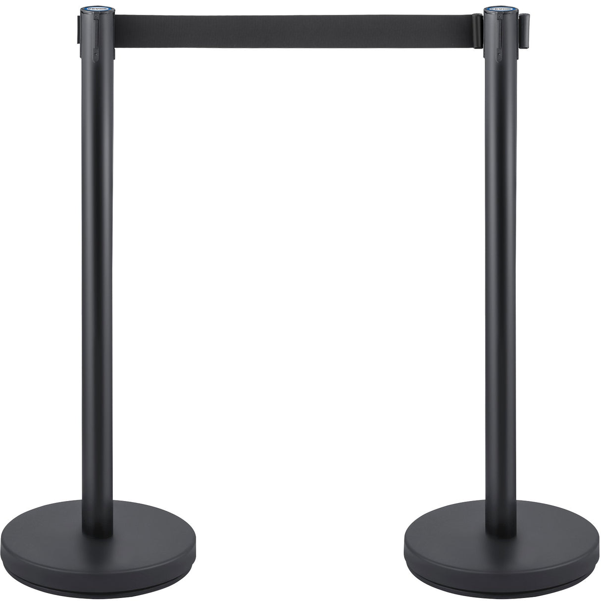 VEVOR Crowd Control Stanchion, Set of 6 Pieces Stanchion Set, Stanchion Set with 6.6 ft/2 m Black Retractable Belt, Black Crowd Control Barrier with Concrete and Metal Base ??Easy Connect Assembly