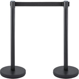 VEVOR Crowd Control Stanchion, Set of 6 Pieces Stanchion Set, Stanchion Set with 6.6 ft/2 m Black Retractable Belt, Black Crowd Control Barrier with Concrete and Metal Base ??Easy Connect Assembly