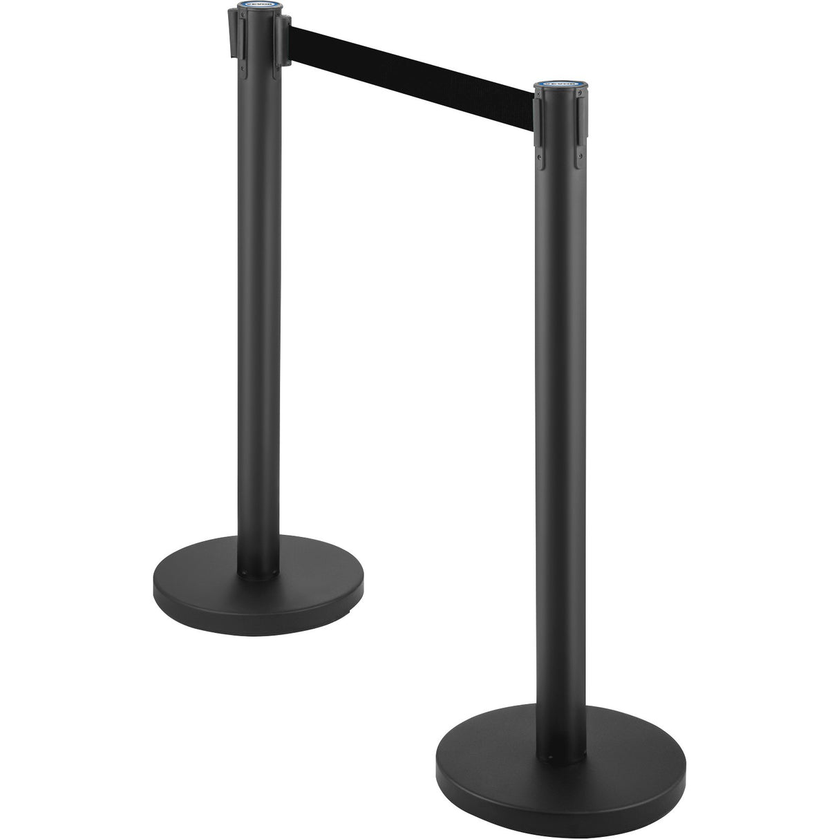 VEVOR Crowd Control Stanchion, Set of 6 Pieces Stanchion Set, Stanchion Set with 6.6 ft/2 m Black Retractable Belt, Black Crowd Control Barrier with Concrete and Metal Base ??Easy Connect Assembly