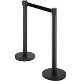 VEVOR Crowd Control Stanchion, Set of 6 Pieces Stanchion Set, Stanchion Set with 6.6 ft/2 m Black Retractable Belt, Black Crowd Control Barrier with Concrete and Metal Base ??Easy Connect Assembly