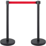 VEVOR Crowd Control Stanchion, Set of 6 Pieces Stanchion Set, Stanchion Set with 6.6 ft/2 m Red Retractable Belt, Crowd Control Barrier with Rubber Base ??Easy Connect Assembly for Crowd Control (Black)