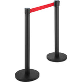 VEVOR Crowd Control Stanchion, Set of 6 Pieces Stanchion Set, Stanchion Set with 6.6 ft/2 m Red Retractable Belt, Crowd Control Barrier with Rubber Base ??Easy Connect Assembly for Crowd Control (Black)