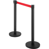 VEVOR Crowd Control Stanchion, Set of 6 Pieces Stanchion Set, Stanchion Set with 6.6 ft/2 m Red Retractable Belt, Crowd Control Barrier with Rubber Base ??Easy Connect Assembly for Crowd Control (Black)