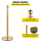 VEVOR 4PCS Gold Stanchion Posts Queue, 38 Inch Red Velvet Rope, Crowd Control Barriers Queue Line Rope, Barriers for Party Supplies - Side View