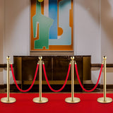 VEVOR 4PCS Gold Stanchion Posts Queue, 38 Inch Red Velvet Rope, Crowd Control Barriers Queue Line Rope, Barriers for Party Supplies - Low Angle