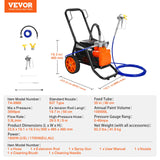 VEVOR Cart Airless Paint Sprayer Diaphragm Paint Airless Sprayer 1700W Electric - Close-Up Angle