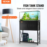 VEVOR Aquarium Stand, 20 Gallon Fish Tank Stand, 25.6 x 16.5 x 31.9 in Steel and MDF Turtle Tank Stand, 167.6 lbs Load Capacity, Reptile Tank Stand with Storage Cabinet and Embedded Power Panel, Black - Front View