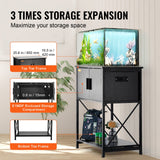 VEVOR Aquarium Stand, 20 Gallon Fish Tank Stand, 25.6 x 16.5 x 31.9 in Steel and MDF Turtle Tank Stand, 167.6 lbs Load Capacity, Reptile Tank Stand with Storage Cabinet and Embedded Power Panel, Black - Top-Down View