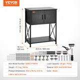 VEVOR Aquarium Stand, 20 Gallon Fish Tank Stand, 25.6 x 16.5 x 31.9 in Steel and MDF Turtle Tank Stand, 167.6 lbs Load Capacity, Reptile Tank Stand with Storage Cabinet and Embedded Power Panel, Black - Close-Up Angle