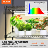 VEVOR Plant Stand with Grow Lights 4 Tiers 180W 150 cm Tall Plant Grow Shelf - Front View