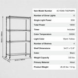 VEVOR Plant Stand with Grow Lights 4 Tiers 180W 150 cm Tall Plant Grow Shelf - Close-Up Angle