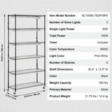 Plant Stand with Grow Light 6 Tiers 180W 180 cm Indoor Plant Grow Shelf