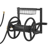 VEVOR Wall Mounted Garden Hose Reel 125ft 5/8 in Metal Hose Reel with Basket