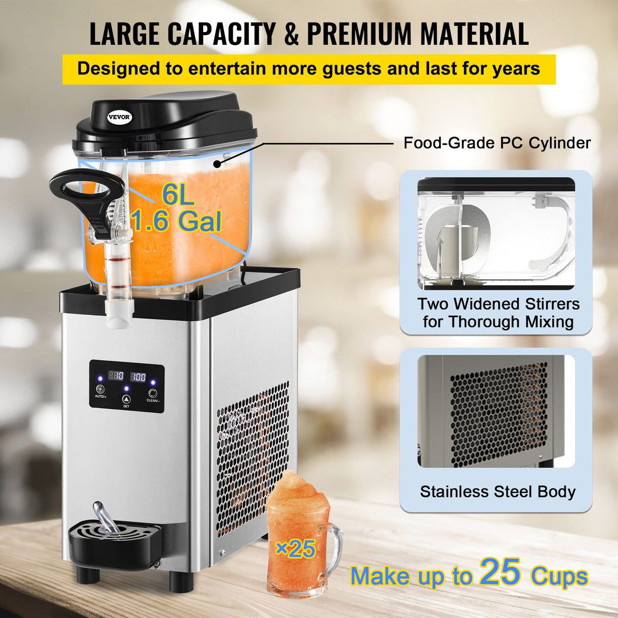 Commercial Slush Machine Frozen Drink Slushy Making Machine 6L/1.6 Gallons
