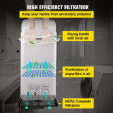 VEVOR Jet Hand Dryer Blade Hand Dryer Automatic High Speed for Washroom White - Side View