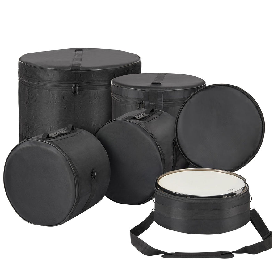 5-Piece Drum Bag Set, 1680D Oxford Fabric, Padded Drum Bags and Cases with 4.92 ft Detachable Shoulder Strap Carry Handles Foldable Design, for 55cm Kick 30cm Tom 33cm Tom 40cm Tom 35cm Snare