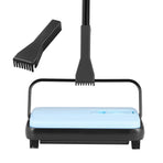Carpet Sweeper Manual, Floor Sweeper with 300 ml Dustbin Capacity Easy to Empty, 17 cm Cleaning Width for Home Office Carpets Pet Hair Dust, Blue