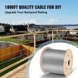 VEVOR Stainless Steel Cable Railing 3/16" x 1000ft, Wire Rope 316 Marine Grade, Braided Aircraft Cable 1x19 Strands Construction for Deck,Rail,