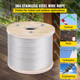 VEVOR 304 Stainless Steel Wire Rope Cable 4.8 mm 7x19 76 m reel - Front View