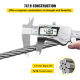 VEVOR 304 Stainless Steel Wire Rope Cable 4.8 mm 7x19 76 m reel - Top-Down View