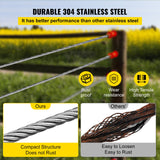 VEVOR 304 Stainless Steel Wire Rope Cable 4.8 mm 7x19 76 m reel - 45-Degree Angle