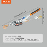 VEVOR Come Along Winch, 5 Ton Max Pulling Capacity, 3.5 m Steel Cable, 3 Hooks, Heavy Duty Ratchet Power Puller Tool with Dual Gears, Automotive Hoist Cable Puller Ideal for Vehicle Rescue - Close-Up Angle