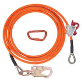 VEVOR 12.7mm Steel Core Flipline, 16ft(4.8m)Arborist Flipline for Tree Climbing with Alloy Steel Snap Hook & Aluminum Alloy Carabiner, 30KN Breaking Tension for Fall Protection, Tree Climber