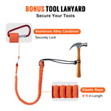 VEVOR 12.7mm Steel Core Flipline, 16ft(4.8m)Arborist Flipline for Tree Climbing with Alloy Steel Snap Hook & Aluminum Alloy Carabiner, 30KN Breaking Tension for Fall Protection, Tree Climber - Top-Down View