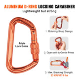VEVOR 12.7mm Steel Core Flipline, 16ft(4.8m)Arborist Flipline for Tree Climbing with Alloy Steel Snap Hook & Aluminum Alloy Carabiner, 30KN Breaking Tension for Fall Protection, Tree Climber - Rear View