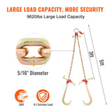 VEVOR V-Chain Bridle, 4364 kg Working Load Limit, 8 x 914.4 mm G80 Tow Chain with RTJ Cluster Hooks, DOT Certified, Galvanized Coating Manganese Steel & D-Shackle, for Lifting & Moving Activities - Side View