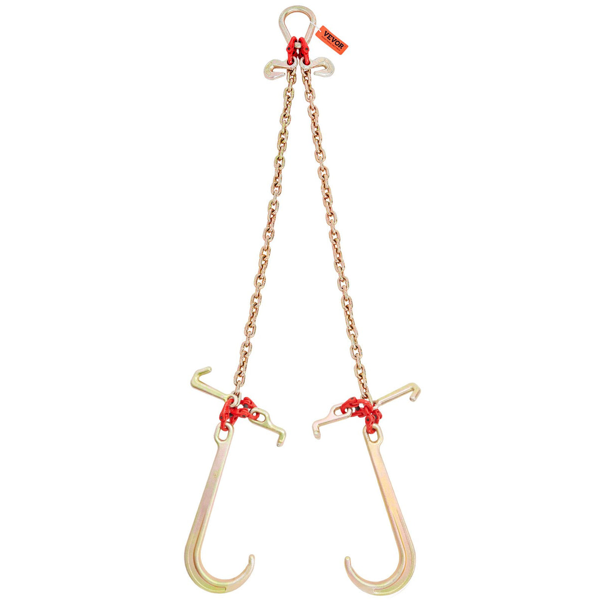 V-Chain Bridle, 4364 kg Working Load Limit, 8 x 914.4 mm G80 Tow Chain with RTJ Cluster Hooks, DOT Certified, Galvanized Coating Manganese Steel & D-Shackle, for Lifting & Moving Activities