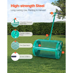Compost Spreader, 24 in Wide Peat Moss Spreader with Push/Tow Handle, 4 Heights Adjustable, Powder-Coated Steel Garden Peat Moss Roller, Heavy Duty Grass Seed Spreaders for Planting Seeding